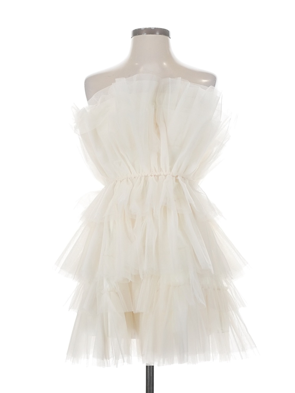 MARBLE Ivory Tiered Tulle Strapless Dress
